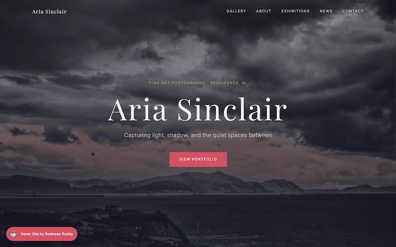 Artist portfolio website demo for Rhode Island painters, photographers, and sculptors