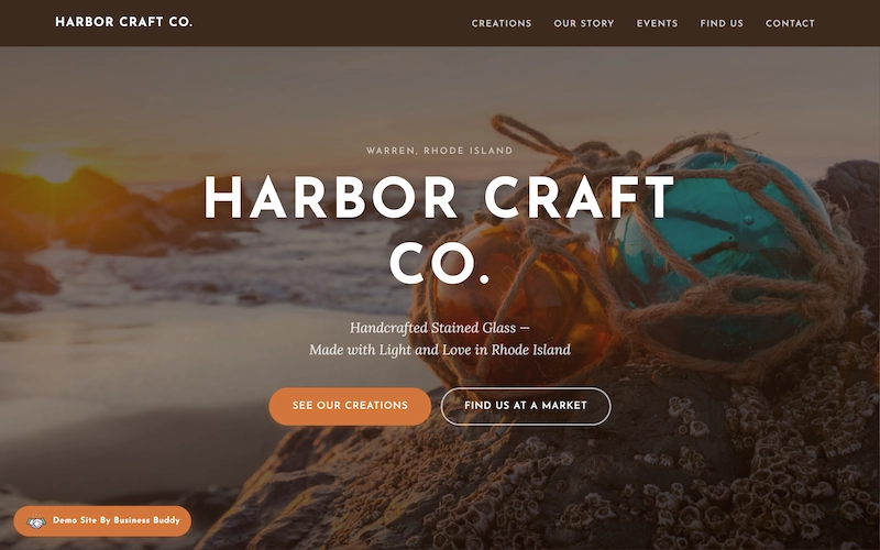 Crafter and maker website demo for Rhode Island artisans and small product sellers