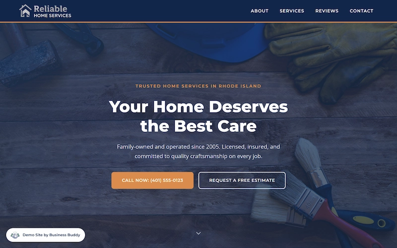 Home services website demo for Rhode Island plumbers, electricians, and handymen