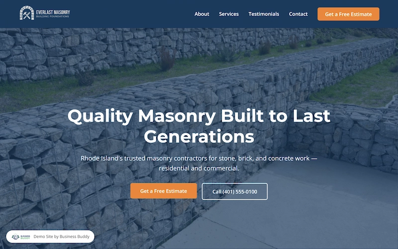 Landscaping website demo for Rhode Island lawn care and hardscaping businesses