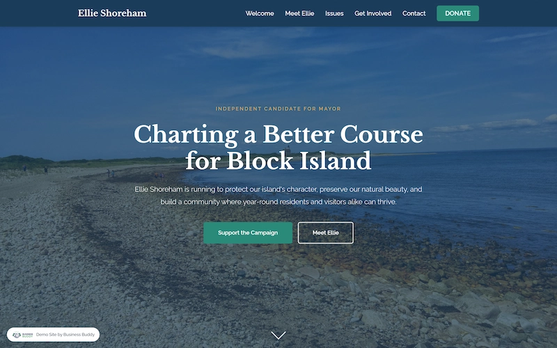 Political campaign website demo for Rhode Island candidates