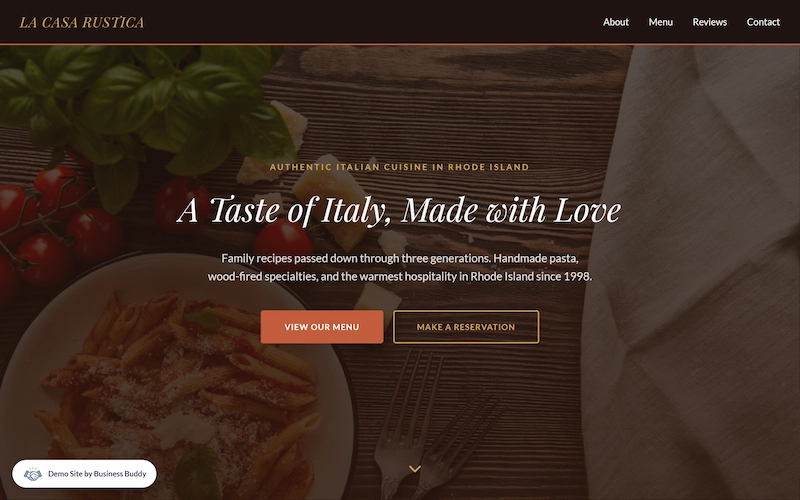 Restaurant website demo for Rhode Island dining establishments